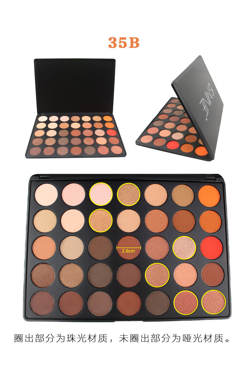 35-Color eyeshadow disc, pearlescent matte eyeshadow disc, multi-color makeup disc, powdery delicate explosion classic