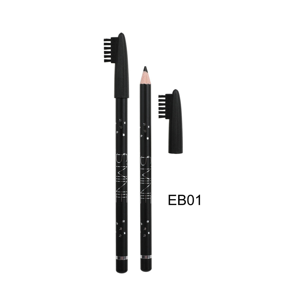 Round eyebrow pencil with lid brush, crayon refill double lock color eyebrow pencil, waterproof, sweat-proof and non-smudging.