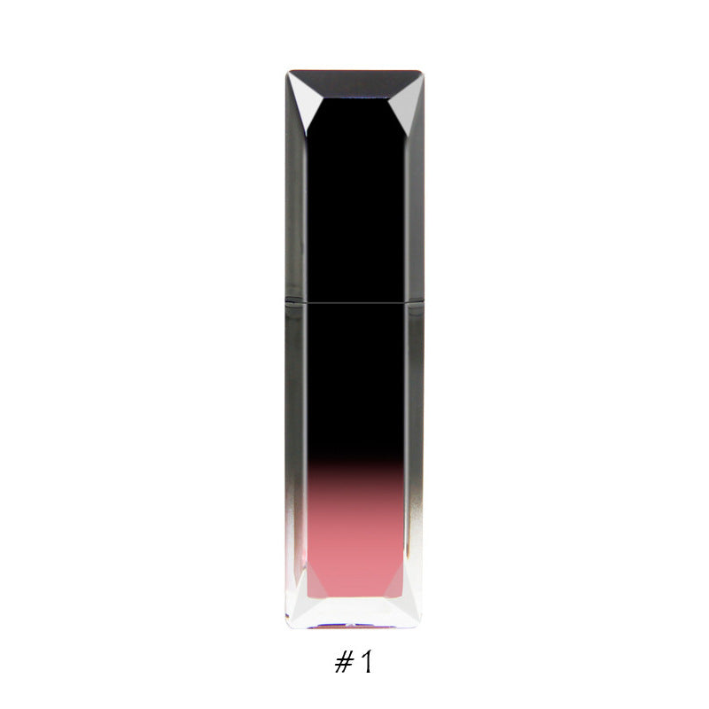 Moisturizing velvet matte moisturizing lip glaze, black gradual change square bottle lip glaze