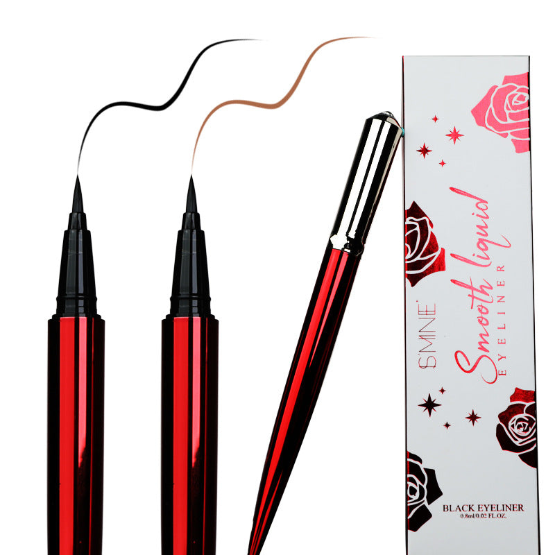 Eyeliner, quick-drying and non-smudging, waterproof and slender eyeliner, evenly colored.