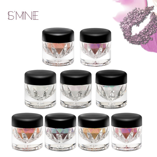 High glitter pearlescent eyeshadow powder trendy charm eye makeup, chameleon eyeshadow powder plastic bottle