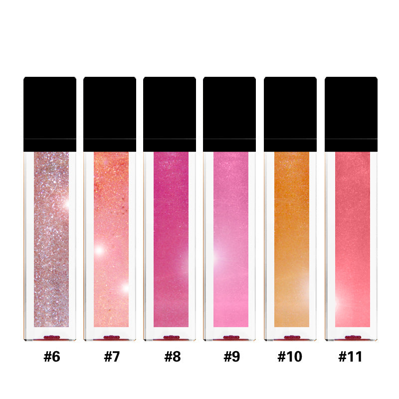 11-color glitter lip gloss lasts longer and is not easy to take off makeup. Sequin glitter lip gloss lip glaze