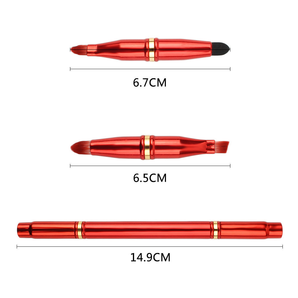 Double section 4 head portable makeup brush, multi-functional makeup brush, concealer contour, lips and eyebrows can be easily carried