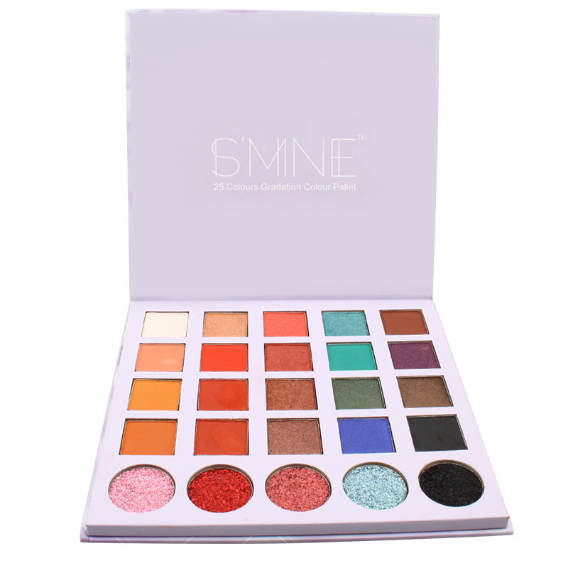 25-color shallot sequined eyeshadow disc, pearlescent matte eyeshadow disc is evenly colored without powder and no LOGO.