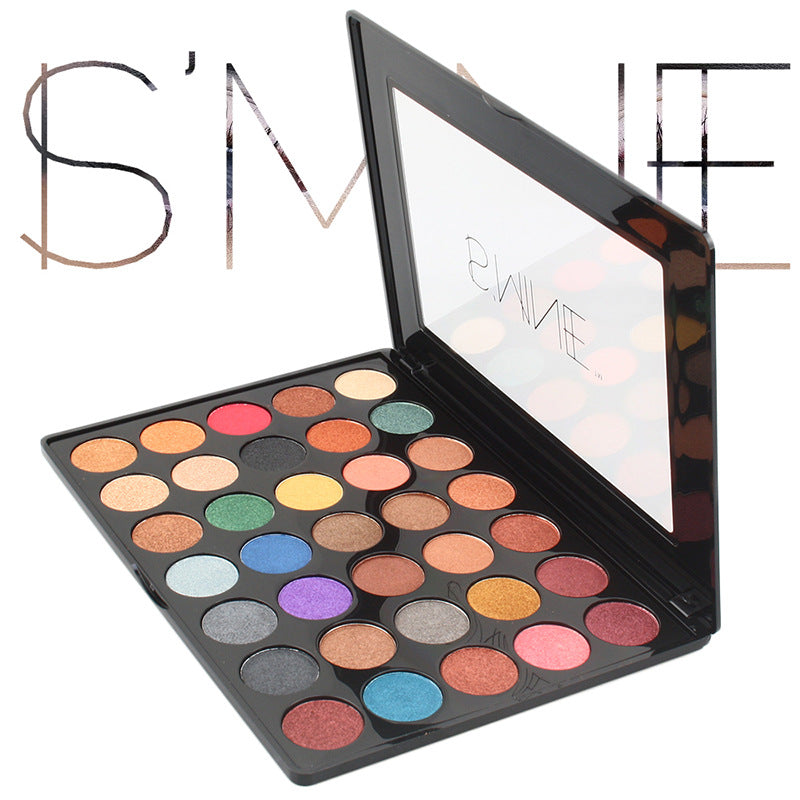 35-color eyeshadow disc, full pearlescent eyeshadow disc, fine powder and easy to color daily makeup eyeshadow disc
