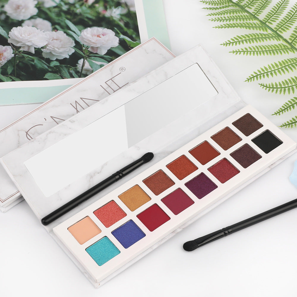 16-Color eyeshadow disc, pearlescent matte marble pattern, easy to color, pink grapefruit earth color eyeshadow disc