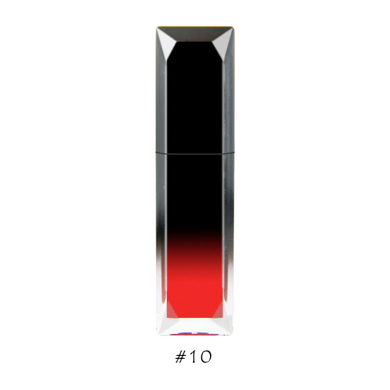 Moisturizing velvet matte moisturizing lip glaze, black gradual change square bottle lip glaze