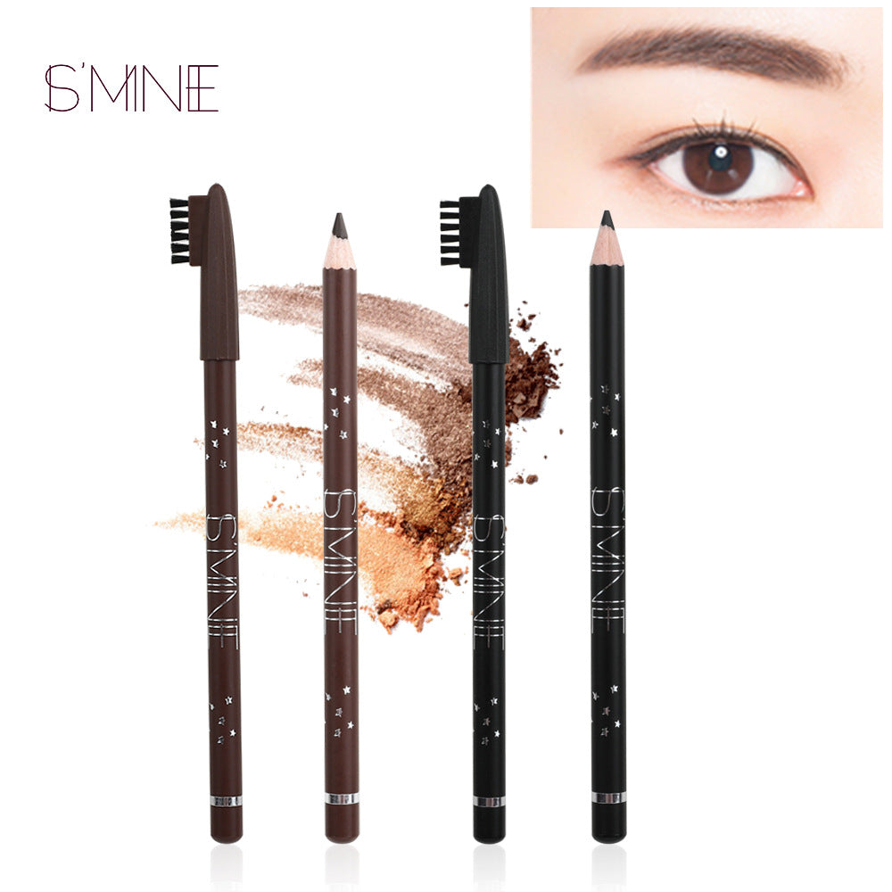 Round eyebrow pencil with lid brush, crayon refill double lock color eyebrow pencil, waterproof, sweat-proof and non-smudging.