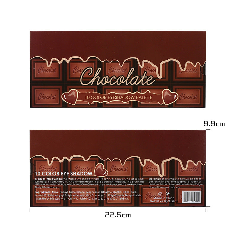 10-Color pearlescent matte eyeshadow disc, cute chocolate look packaging