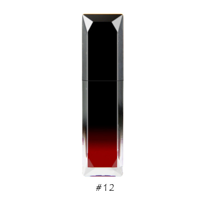 Moisturizing velvet matte moisturizing lip glaze, black gradual change square bottle lip glaze
