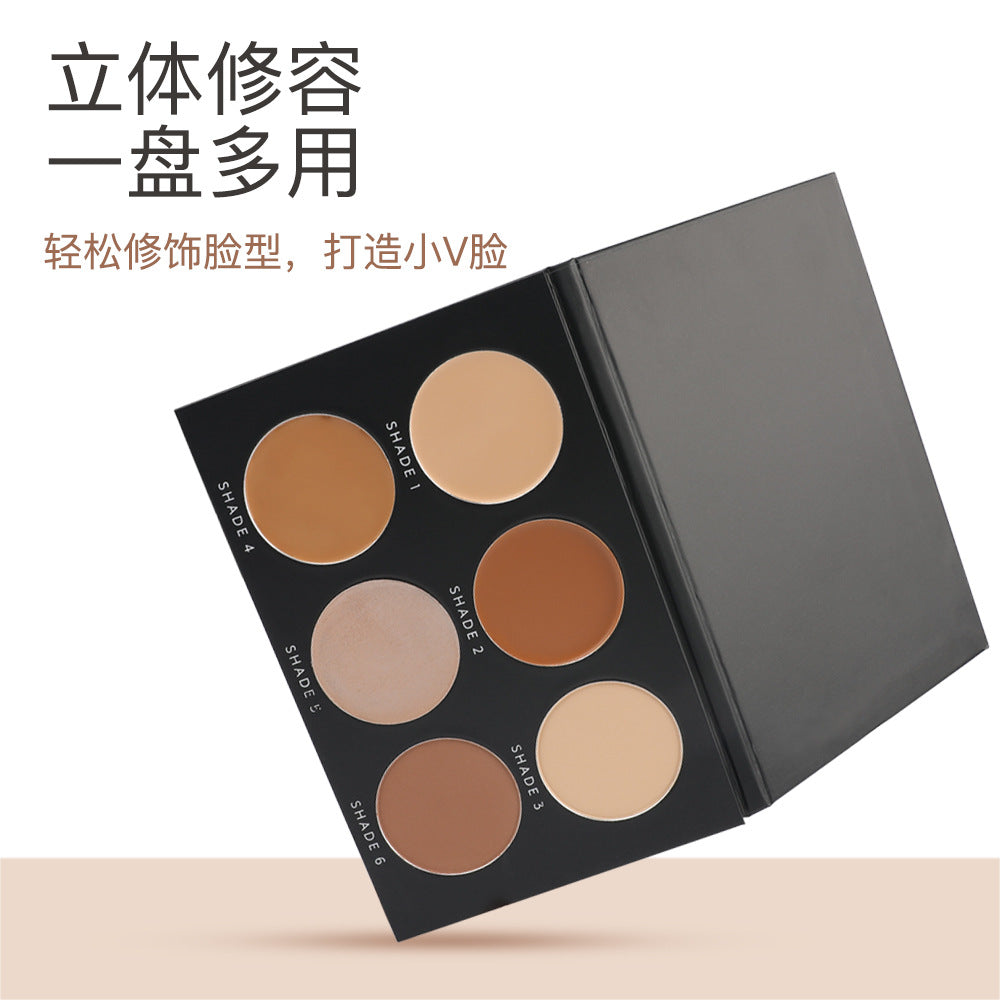 6-color upgraded setting concealer high-gloss grooming combination plate, delicate texture three-dimensional grooming small V face